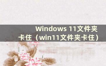 Windows 11文件夹卡住（win11文件夹卡住）